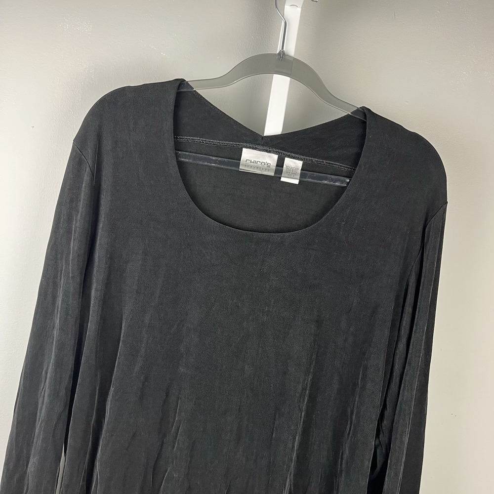 Chico's Travelers Slinky Top Size 3 Womens XL/16 Black Long Sleeve